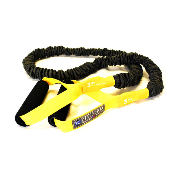 Strong Covered resistance bands made in the USA. This Ultra Light Bands is great for Seniors, Beginners, Users with Mobility Issues and Rehabilitation. Covered for Safety and Comfort with Padded Handles.