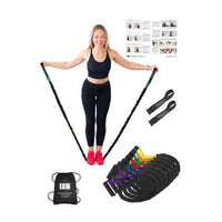 Thumbnail for Resistance Band Home Gym system with exercise bands that have handles built in. Comes with 2 anchors