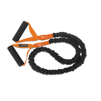 Thumbnail for Covered Resistance Exercise band with handles that are made in the U.S.A. These bands are offered in ultra light, very light, light, medium, heavy, very heavy and ultra heavy. No matter what your fitness level, weight or age, this band works for you and lasts over 5 Years. Single options