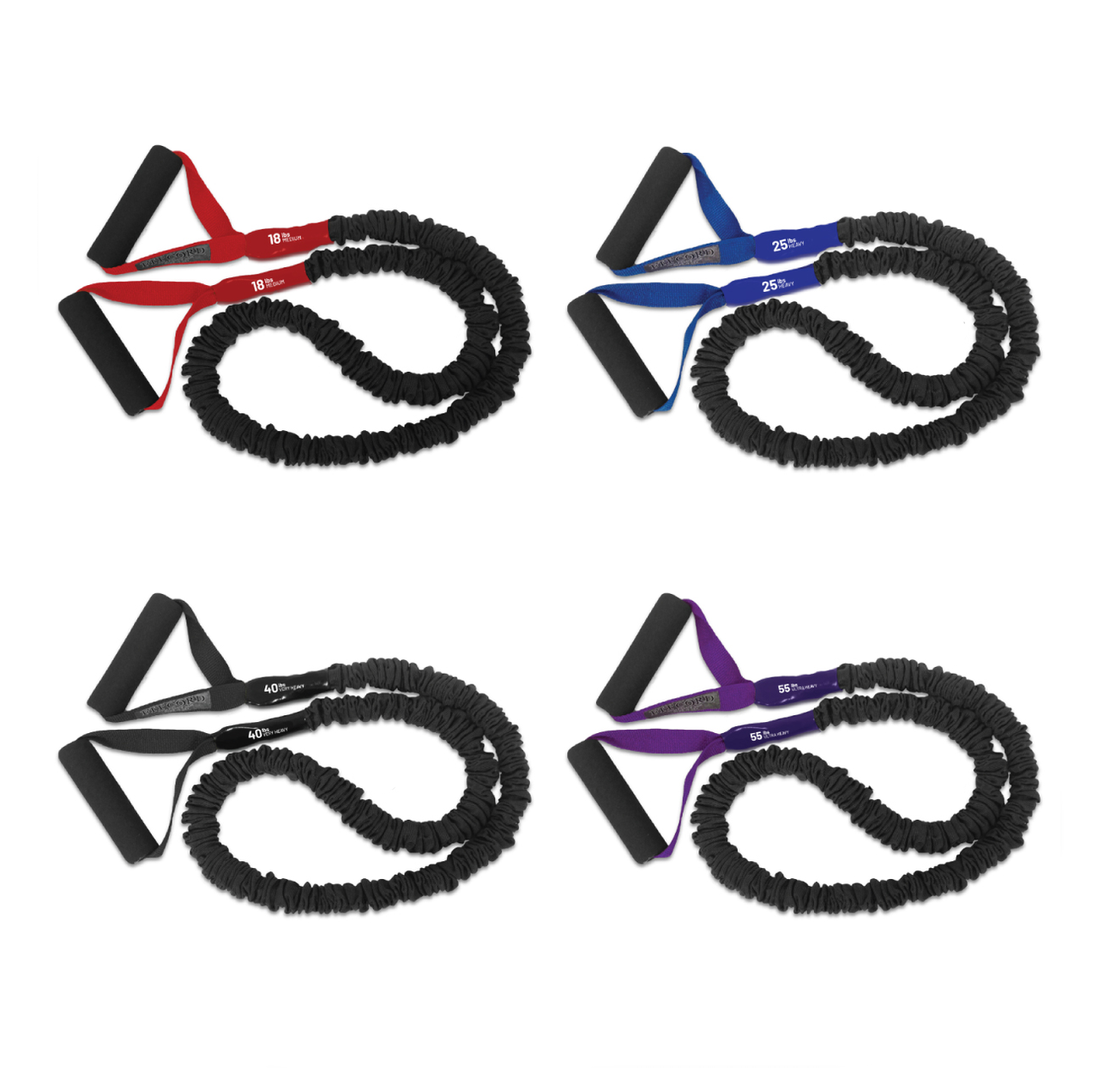 FitCord Resistance Bands 4-Pack (18lb/25lb/40lb/55lb)