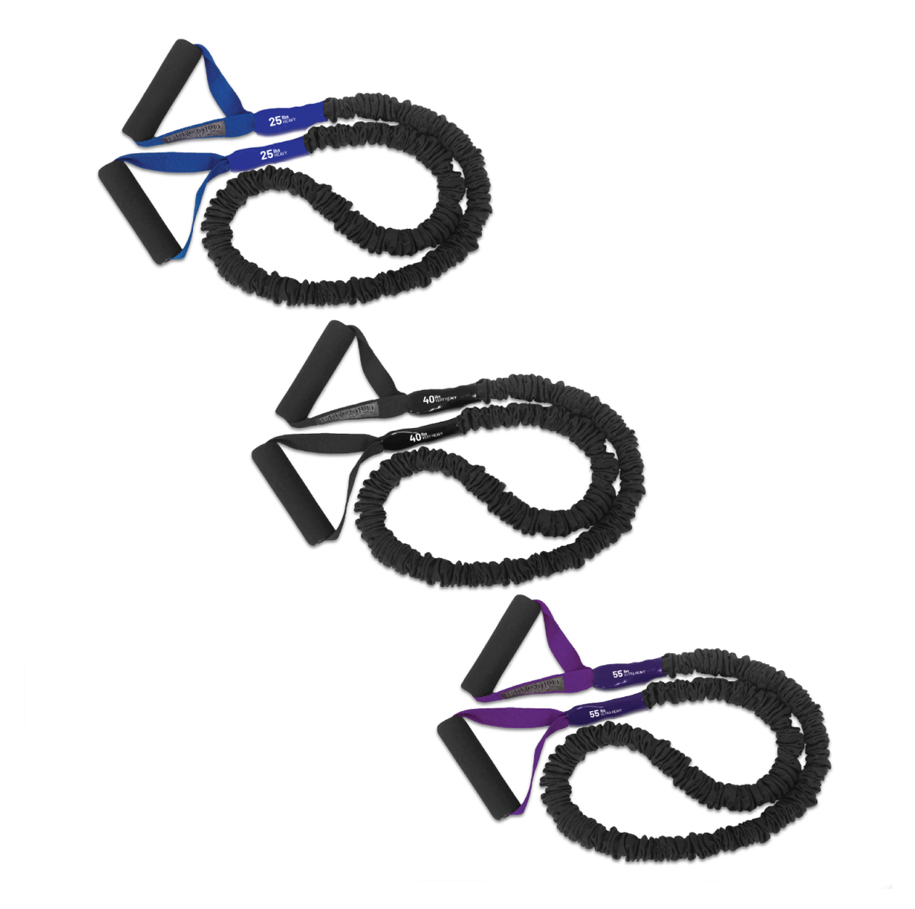 FitCord Resistance Bands 3-Pack (25lb/40lb/55lb)