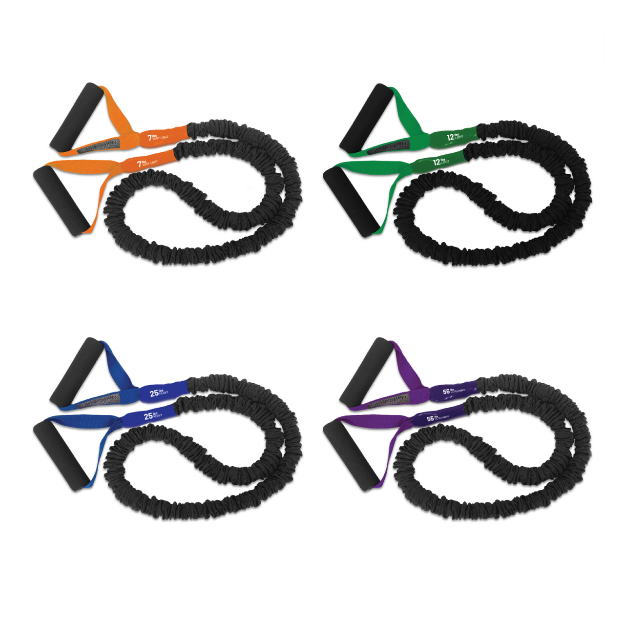 FitCord Resistance Bands 4-Pack (7lb/12lb/25lb/55lb)