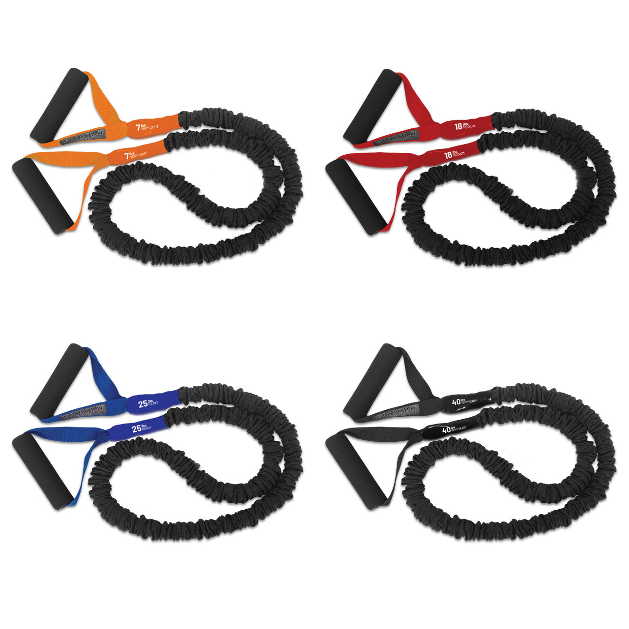 FitCord Resistance Bands 4-Pack (7lb/18lb/25lb/40lb)