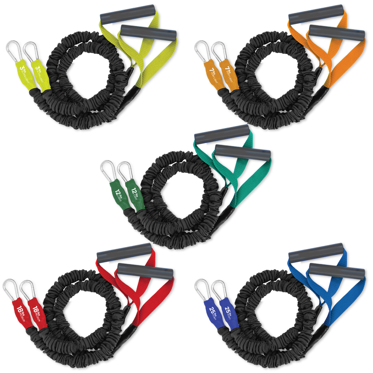 X-Over Resistance Bands- 5 Pack (3lb/7lb/12lb/18lb/25lb)
