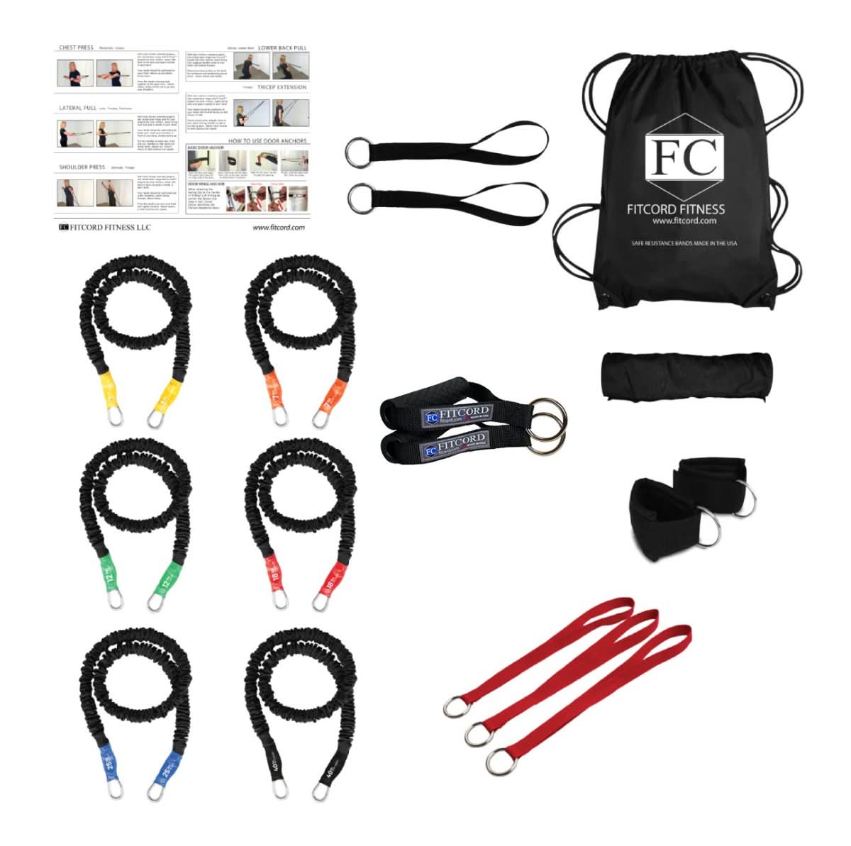 Stackable, versatile, covered, long-lasting, American made resistance bands. Long lasting and more comfortable than stroops, resistance bands on amazon, resistance bands on walmart.com for less. Last more than 5 years, safe from snap (no snap), latex allergen free. Detachable handles.