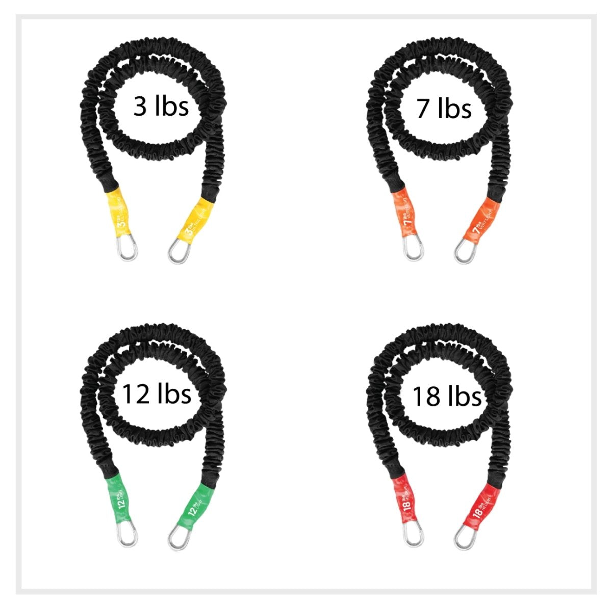 Body Sculpting Band 4-Pack (3lb/7lb/12lb/18lb) - FitCord Resistance Bands American made resistance bands that are stackable covered and versatile. Great for body building, muscle building , toning and personal trainers