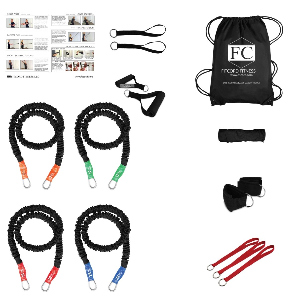 Stackable exercise band home gym system. Covered for safety, doesnt take up space in your home and comes with 4 bands which puts the resistance level in your control by quickly changing and adjusting these stackable bands.