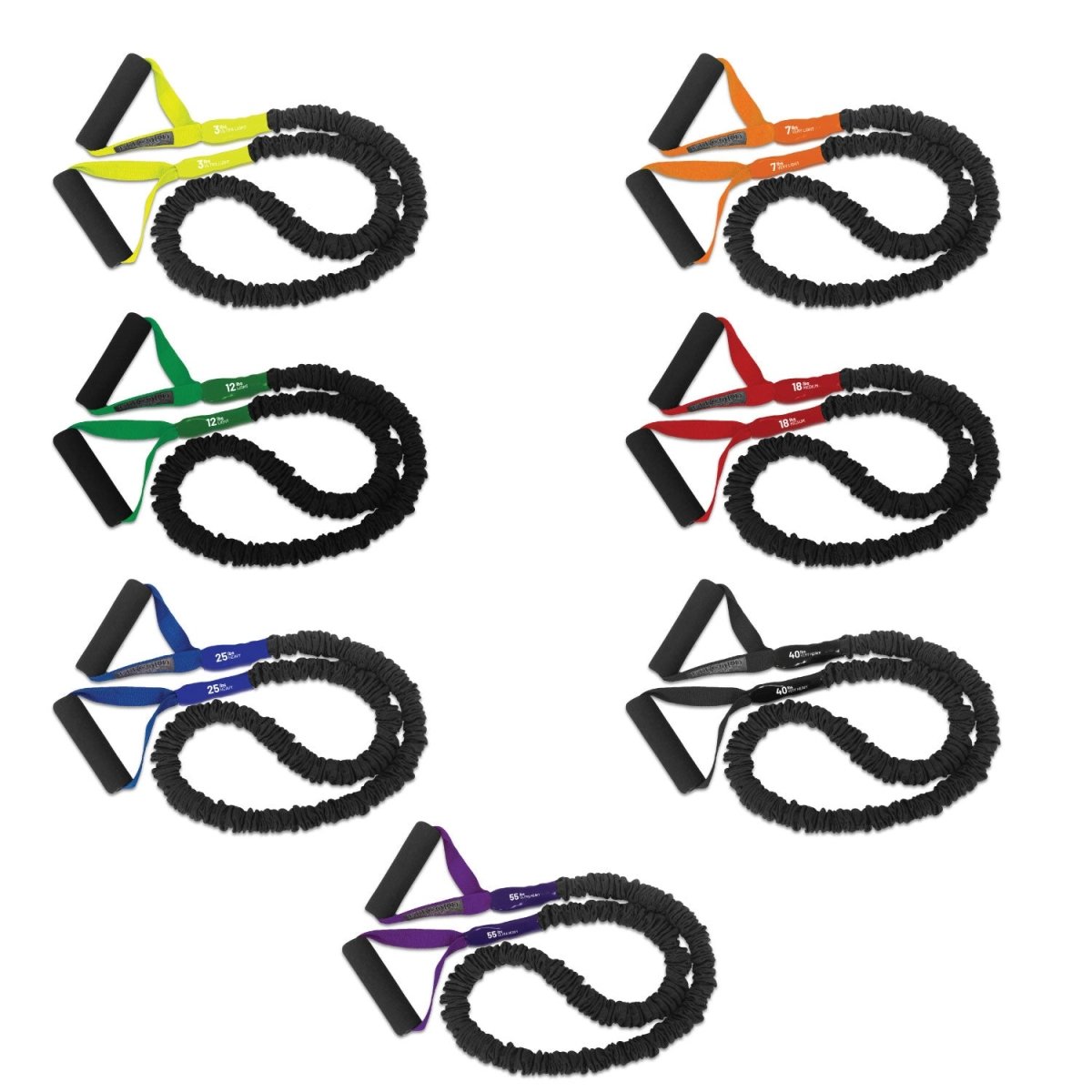 Best American made resistance bands with padded handle on both ends. No snap, covered tubing, tension training bands with a lifetime warranty and American Made Quality. Save money on exercise equipment. Buy Fitcord bands