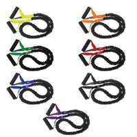 Thumbnail for Best American made resistance bands with padded handle on both ends. No snap, covered tubing, tension training bands with a lifetime warranty and American Made Quality. Save money on exercise equipment. Buy Fitcord bands
