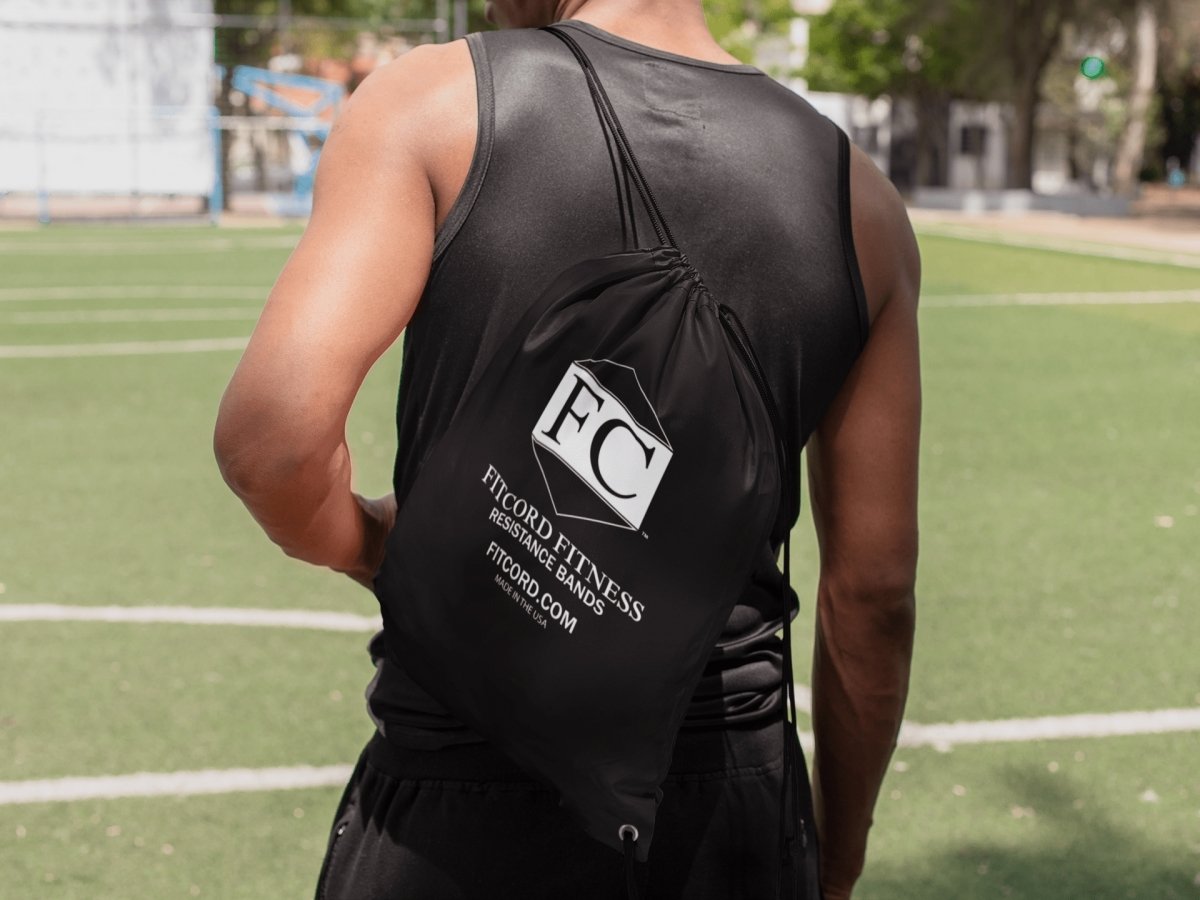 Carry bag for resistance, tension, exercise and workout bands. You can add anchors, gloves, towel, water bottle and much more to easily transport your fitness equipment to the gym, outside, when traveling, heading to personal training class, yoga class, WOD, crossfit Box, gym and so much more
