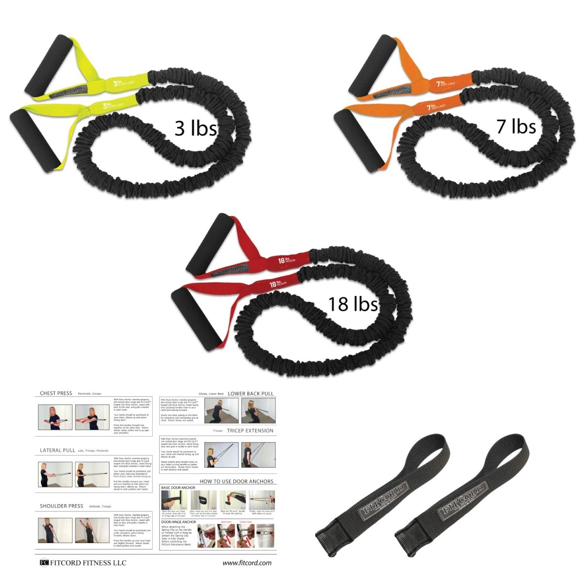 FitCord REHAB Home Gym - FitCord Resistance Bands American Made resistance bands for working out at home or the gym. Great for Crossfit, rehabilitation on shoulders legs arms or back.