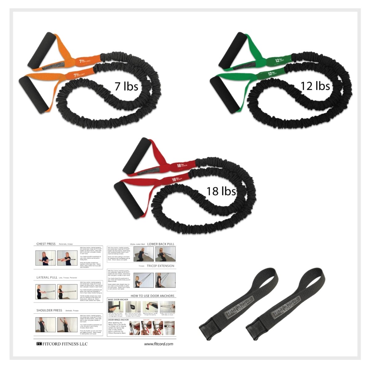 FitCord Mini Home Gym - FitCord Resistance Bands American made home gym to workout at home. safety sleeve for your protection from snap back and padded handles for comfort. Compare to Bodylastics and Fit Bands