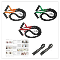 Thumbnail for FitCord Mini Home Gym - FitCord Resistance Bands American made home gym to workout at home. safety sleeve for your protection from snap back and padded handles for comfort. Compare to Bodylastics and Fit Bands