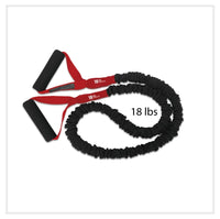Thumbnail for Covered Resistance Bands 18lb cord for exercise, fitness, workout, tone body, build muscle, home gym, safe, bungee style band comparable to Bodylastics, stroops and fitband