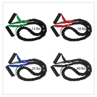 Thumbnail for FitCord Resistance Bands 4-Pack (12lb/18lb/25lb/40lb) - FitCord Resistance Bands American made covered resistance bands. Safe tenseion exercise equipment with two padded handles for crossfit and p90x