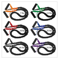 Thumbnail for American made resistance bands for tension workouts. Safe covered heavy duty bands with 2 padded handles. great for at home workouts or in gym, box or personal training
