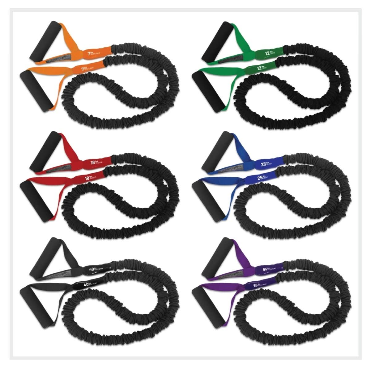 FitCord Resistance Bands 6-Pack (7lb/12lb/18lb/25lb/40lb/55lb)