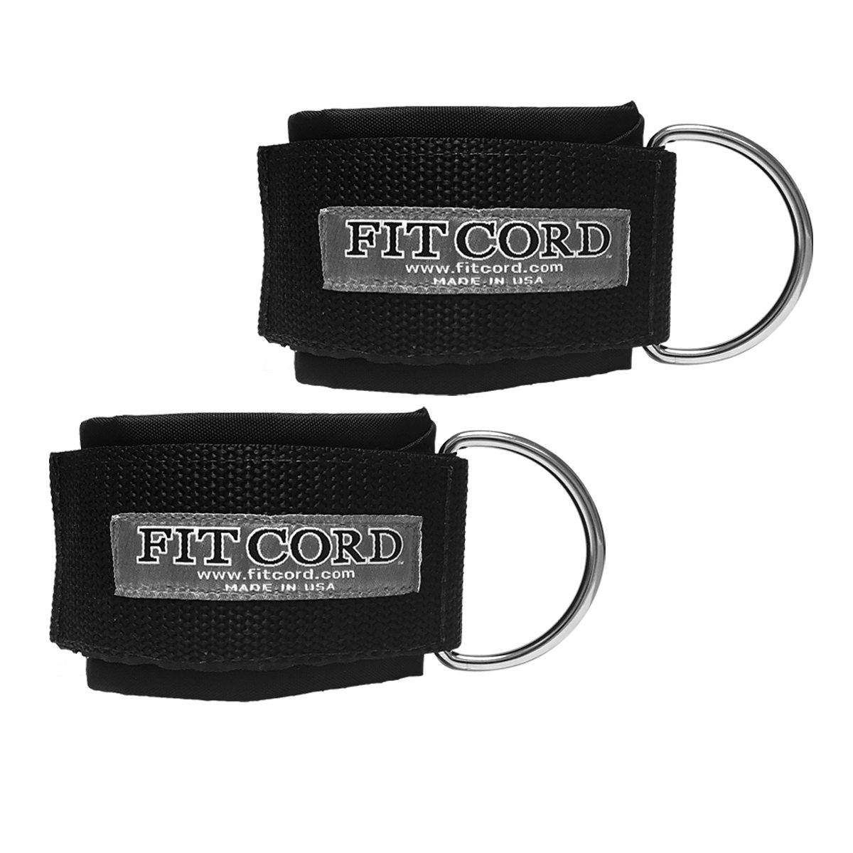 Fitness Ankle Cuffs (1 Pair) best resistance bands made in USA and covered for safety - FitCord Resistance Bands