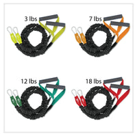 Thumbnail for X-Over Shoulder and Arm Resistance Bands- 4 Pack (3lb/7lb/12lb/18lb) - FitCord Resistance Bands American made resistance tube cords for upper body shoulder and arms